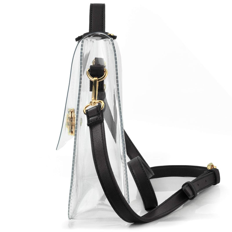 Hoxis Clear Bag with Turn Lock Closure Women's Cross Body Handbags Stadium Approved (Black) - Image 4